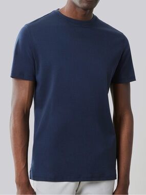 Robert Barakett Navy Crewneck Short Sleeve Tee 100% Pima Cotton